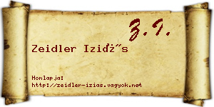 Zeidler Iziás névjegykártya